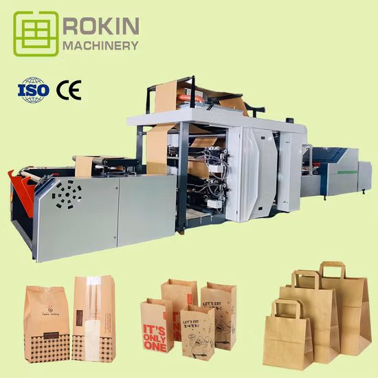 Macchina per realizzare sacchetti di carta Kraft Rokin Brand Rokin Maniglia Flexiloop Sacco di carta Kraft per macchina da negozio